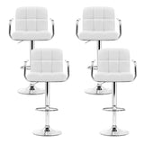 Artiss 4x Bar Stools Leather Gas Lift w/Armrest White BA-K-1055A-WHX4