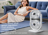 Purple Dual Head USB Rechargeable Desk Fan - Portable Double Air Circulator V888-ELOSUNG22701