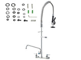 Commercial Faucet with Pre-Rinse Sprayer, 47" Height, 8" Center, 12" Swing Spout, Wall Mount Kitchen V952-BGSYCXSLTBGS6DRW9V0