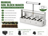 4 Cell Soil Blocker - Heavy Duty Steel Seedling Block Maker with 3 Seed Pin Sets, Reusable Hand V888-ELOSUNG18563