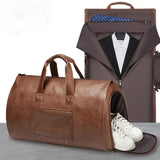 Purple PU Leather Travel Duffel Bag - Large Capacity Waterproof Suit Bag with Shoe Compartment V888-ELOSUNG11571