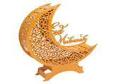 Yellow Moon Ornament with Lighting Iron Art Hollow Desk Decoration for Dining Table Window V1294-YM0901-3115250006711