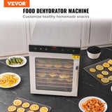 VEVOR 10 Trays Food Dehydrator Machine Stainless Steel 800W Jerky Fruit Drying V952-SPF100548800WDQGIV3