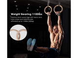 2 pcs Wood Gymnastic Rings - Olympic Gym Rings with Adjustable Straps, Heavy Duty Gym Equipment for V1263-JX-1207