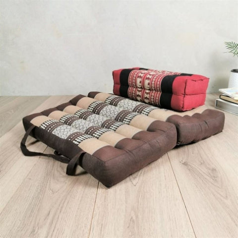 Foldable Meditation Cushion Brown + Seating Block Set BRWRedEle V574-TTP-2STBRO-YB-REDELE