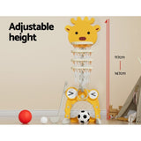 Keezi Kids Basketball Hoop Stand Adjustable 5-in-1 Sports Center Toys Set Yellow BAS-HOOP-B-KID-M-YE