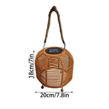 Solar Powered Rattan Lantern IP54 Waterproof Outdoor Table Lamp, Natural Woven Shade Warm Glow V1369-AZ3-W-12002