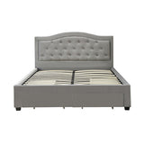 Emily Bed Frame Queen Size Velvet Fabric Grey Four MDF Drawers with Wheels V43-BED-EMLY-QGR