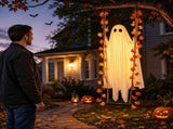 Halloween Hanging Swinging Ghost Decoration with Maple Leaf Vines, Remote Controlled LED Light, V1366-AZ2-W-24747