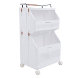 Rolling Storage Cart Multifunction Utility Rolling Storage Organizer Folding Laundry Basket with 4 V1294-YM0901-3117240250911