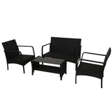 Gardeon Outdoor Sofa Set Lounge Setting Wicker Table and Chairs Garden Patio Furniture ODF-4PC-SOFA-BK-AB