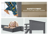 Kingston Slumber Triple Wooden Single Over Double Bunk Bed Frame for Kids, Convertible Design, Grey V219-BEDDBBKS03GA