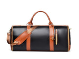 Black And Brown PU Leather Foldable Garment Bag, Women's Travel Duffel with Suit Carrier, V888-ELOSUNG13397
