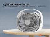 3-Speed USB 20cm Desktop Fan - Quiet Portable Lightweight Rechargeable Cooler V238-SUPDZ-41080411684944