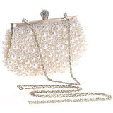 Evening Wedding Clutch Pearl Handbag Small White Purse Bridesmaid Bag V1263-JX-3520
