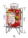 CARLA HOME 5L Glass Drink Dispenser with Metal Stand, Wide Mouth Beverage Jar & Stainless Steel Tap V178-36369
