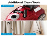 DEVANTI Bagged Vacuum Cleaner Powerful Suction for Carpet Wood Tile Floor VAC-KB-2108-RD