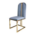 2X Dining Chair Stainless Gold Frame & Seat Blue Fabric V43-DC-FNC