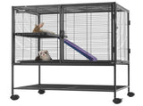 36" Metal Small Animal Cage 2-Tier Rolling Ferret Cage with Tray A Ramp V952-JSXDL322233IWSCUUV0