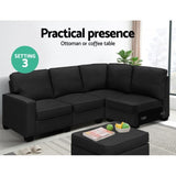 Artiss Modular Sofa Chaise Set 5-seater Dark Grey SBED-C-EP05-DA-GY-ABCDE