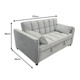 Sarantino Tufted 2-Seater Velvet Sofa Bed - Light Grey SOFA-7006-VEL-LGY