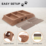 Furtastic Foldable Pet Stairs 50cm Dog Ladder Cat Ramp with Non-Slip Mat for Indoor Outdoor PTS-EJE-433-BR