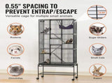 69" Metal Small Animal Cage 4-Tier Rolling Ferret Cage with Tray 3 Ramps V952-JSXDL301869I2SROXV0