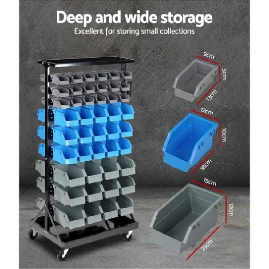 Giantz 90 Storage Bin Rack Stand Double-sided Wheels BIN-RACK-90-AB ...