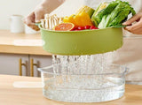 Double Layer Drain Basket Separate Design Foldable Fruit Vegetable Wash Storage Basket for Kitchen V1294-YM0901-3117230433211