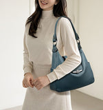Leather Hobo Bag Shoulder Bag For Women High-Quality Leather Bag Travel Handbag - Blue - Size L V1347-127-58092-BLU-L