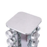 Modern stainless steel rounded corner rotating spice rack with 16 empty glass jars V888-ELOSUNG26116