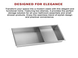 641 x 336 x 101mm Shower Niche Double Shelf Organizer No Tile Needed in Stainless Steel Finish V63-900741