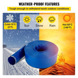 VEVOR Discharge Hose, 51 mm x 32 m, PVC Fabric Lay Flat Hose, Heavy Duty Backwash Drain Hose with V952-YCFCXRGJ2X100NWQEV0
