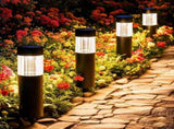 Solar Pathway Lights Outdoor, Stainless Steel Solar Garden Lights, Bright 35LM Warm White LED, Auto V1107-118-31566-BLK-4PACK
