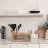 Handcrafted Mango Wood Cutlery / Storage Caddy Three Division 19cm V637-59091CDY