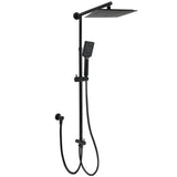 WELS Matt Black 2in1 Square 10" Rain Shower Head 3 Mode Handheld Adjustable Rail Set V1233-HS002M4CBSC842BSS1001B