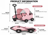 Grey Foldable Pet Stroller and Adjustable Sun Canopy - Spacious 4-Weel Wagon with 360&deg Rotating V888-ELOSUNG55904