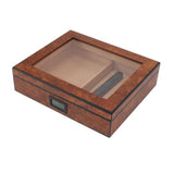 Cigar Humidor Box Portable Cedar Wood Glass Top Cigar Storage Case with Digital Hygrometer Brown V1294-YM0626-3117230001411