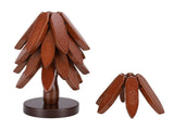 Wooden Trivets Heat Resistance Modern Walnut Wood Tree Shape Trivet Set for Hot Dishes V1294-YM0901-3117260002011