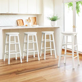 Artiss 4x Bar Stools Round Chairs Wooden White BA-G-7033-WHX4