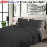 Shangri La 2000TC Charcoal Cooling Embroidered 3 Pcs Comforter Set Queen V442-KIT-COMFORTER-COOLING-CHARCOAL-QS