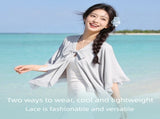 Light Grey M Size 2-in-1 Cooling Lace Sun Protection Cover Up Cape for Women - Lightweight UV Beach V888-ELOSUNG56656-1