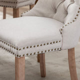 AADEN Modern Elegant Button-Tufted Upholstered Fabric with Studs Trim and Wooden legs Dining Side V226-SW6801BG