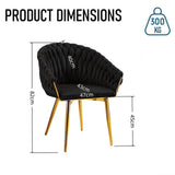 SERENIT Black Modern Velvet Dining Chairs, Upholstered Living Room Chair with Woven Back and Golden V255-SE-GP1801-DC-BLACK