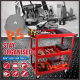 Black 3-Tier Tool Cart Trolley Toolbox Workshop Garage Storage 150KG Organizer Garage V465-91519