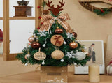 Mini Xmas Tree with Deer Horn Adjustable Light Strings Tabletop Small Destop Decor 50cm Khaki V1294-YM0901-3115240085811