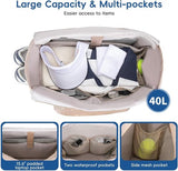 Tennis Bag Extra Large Sports Bag with Shoe Compartment Suitable for 2-4 Rackets Waterproof V1188-ZXY-131-922