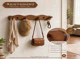 Wall Mount Coat Rack with Walnut Wood Material Strong Load Bearing and Wide Use for Hanging Clothes V1366-AZ2-W-15093