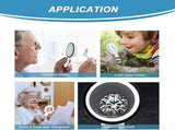 Magnifying glass with 12 LED lights - 30x double glass lens - hand-held illuminated magnifier V1259-DP01-BO-166