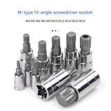 10-Piece M-Type Spline Bit Socket Set - Chrome Steel, Polished & Quenched for Durability with V888-ELOSUNG35749